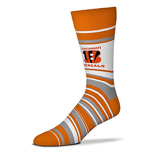 NFL Striped Dress Socks, One Size Fits Most Footwear for Men Women Youth, Game Day Apparel (Cincinnati Bengals - Orange, Adult One Size)