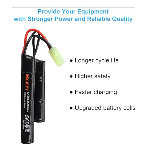 MXJFYY Nimh Airsoft Batteries Pack of 2 9.6V 1600mAh with Mini