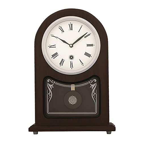 Image of CHRONIKLE Decorative Vertical Wooden Analog Pendulum Home Decor Roman Figure Table /Desk Clock with Sweep Movement (Size: 23 x 8 x 33.5 CM | Weight: 1240 grm | Color: Rosewood)