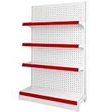 White 5-Shelf Retail Gondola Shelving - Single-Sided Display Rack for Grocery, Liquor, Office Supplies - Versatile Store Fixture, 93x43x165cm, Ideal for Convenience Stores