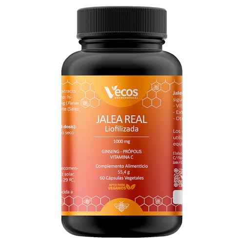 Jalea Real Pura Liofilizada 1000 mg con Vitamina C, ginseng y Própolis | Aumenta la Energía y Vitalidad | Reduce el Cansancio y la Fatiga | Refuerza el Sistema Inmunitario | Sin Azúcar