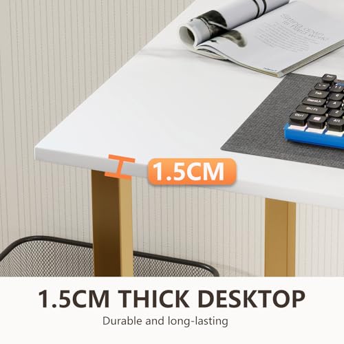 Image of BestOffice Computer Desk,Home Office Desk, Modern Simple Style for Home Office Study Writing (Gold, 55 Inch)
