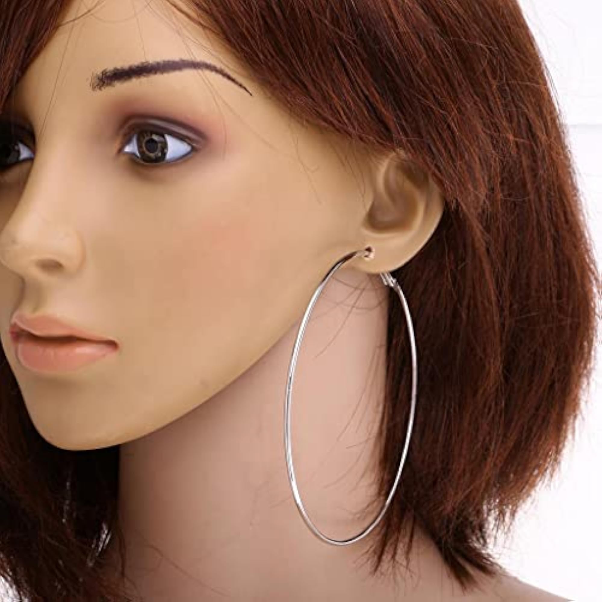 Women's Silver Alloy Smooth Large Round Hoop Earrings