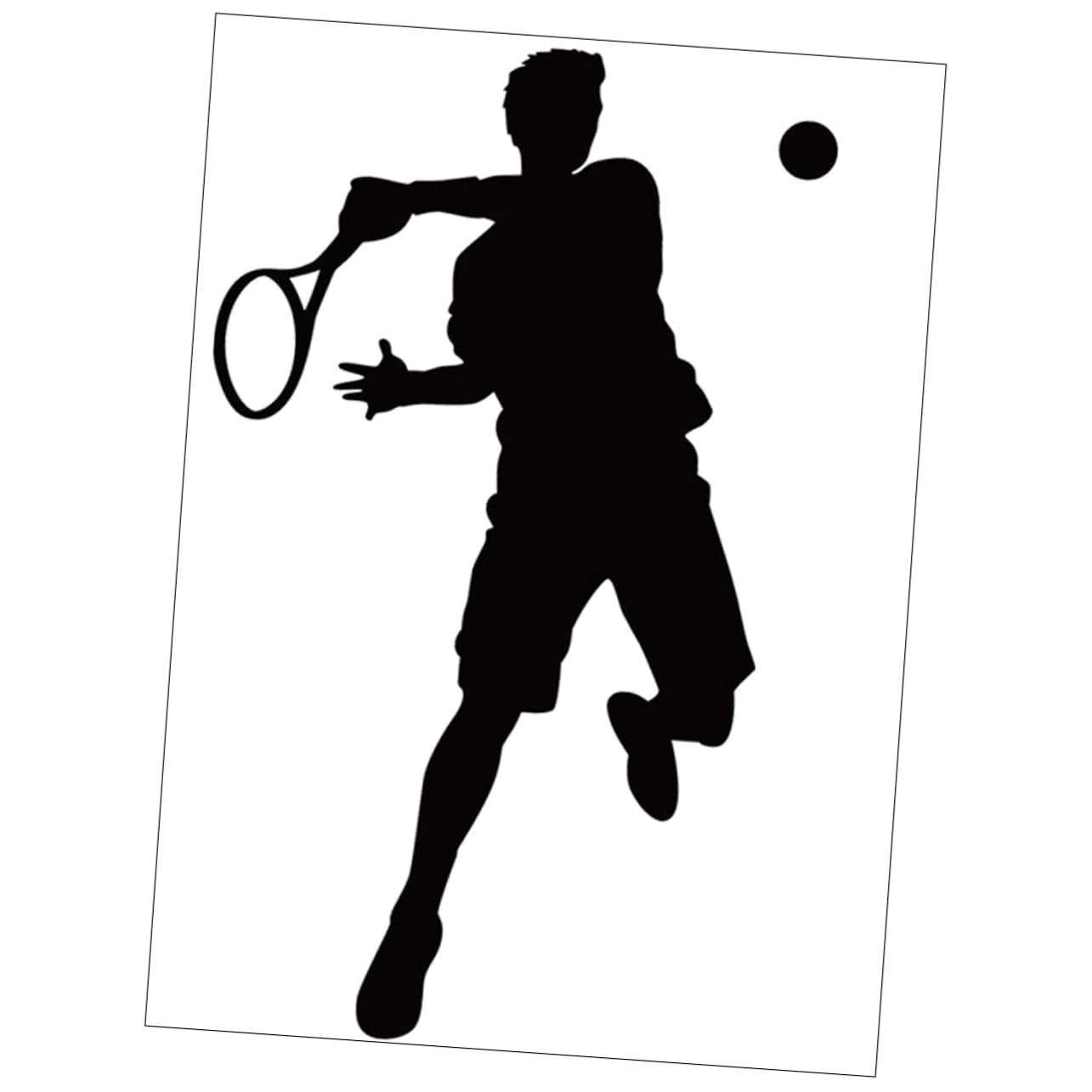 Adesivo Murale Sportivo Autoadesivo in Pvc Nero Giocatore di Tennis per Cameretta Palestra
