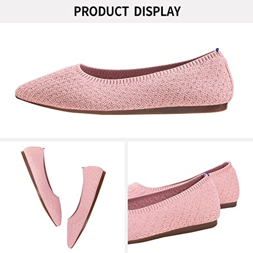 Frank Mully Frauen Spitze Zehe Ballett Flach Strickkleid Schuhe Low Wedge Komfort Slip On Flats Für Frau Klassische, Rosa, 41 EU