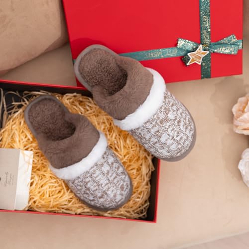 Image of GOEWY Cozy Slippers for Women Indoor and Outdoor Fuzzy House Shoes with Memory Foam Anti-Skid Sole Gifts for Women Mom Ladies