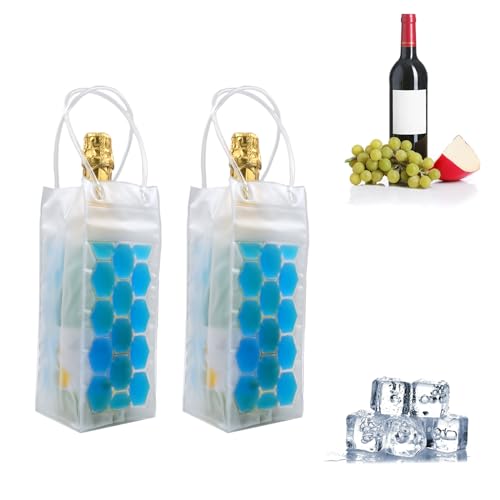 Ice Wine Bag, Beer Cooler, Wine Refrigerator, Wine Bottle Cooler, Portable Folding Transparent Beer Bag, Suitable for Champagne or White Wine, Chilled Beer, Parties, Wine Cooling Bucket