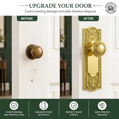 Renovators Supply Manufacturing Victorian Solid Brass Door Plate Without Keyhole for Knob or Lever, Beaded Design – 7 1/4" H by Renovators Supply Manufacturing - Used condition - Image 7
