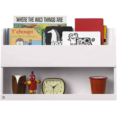Tidy Books® Bedside Shelf for Bunk Bed (6-99) The Original Bunk Bed Buddy™, Encourages Bedtime Reading- High Sleeper, Cabin & Loft Bed Storage Shelf - Bunk Bed Storage & Accessories-Wood- White Cover