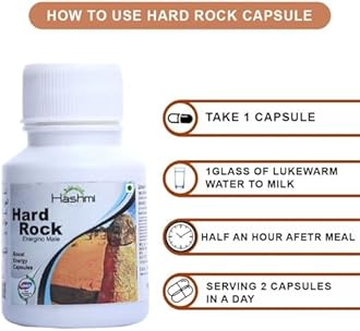 Hard Rock Capsules Help To Boost Your Stamina and Vitality | Ashwagandha, Safed Musli, Gokshur, Gheekwar, Kuram, and many more | 100% Natural | Best Choice for Men's Health.