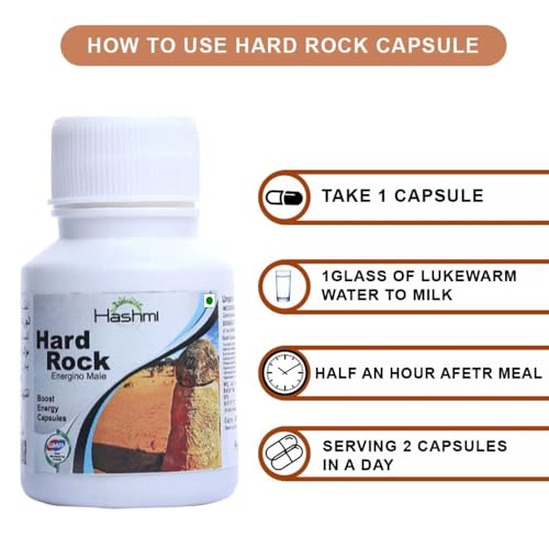 Hard Rock Capsules Help To Boost Your Stamina and Vitality | Ashwagandha, Safed Musli, Gokshur, Gheekwar, Kuram, and many more | 100% Natural | Best Choice for Men's Health.