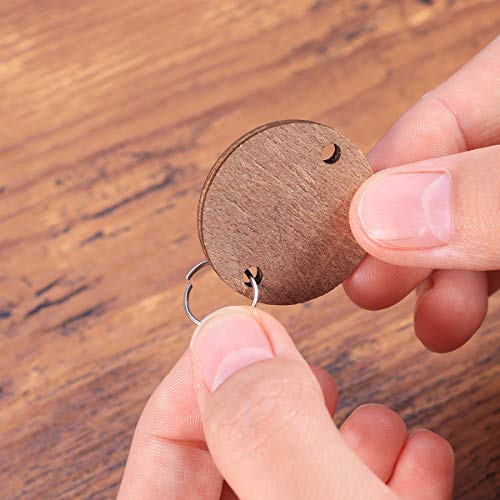 WINOMO 50pcs Round Wooden Slices with 50 Iron Loops Set for Birthday Reminder Hanging Wooden Plaque