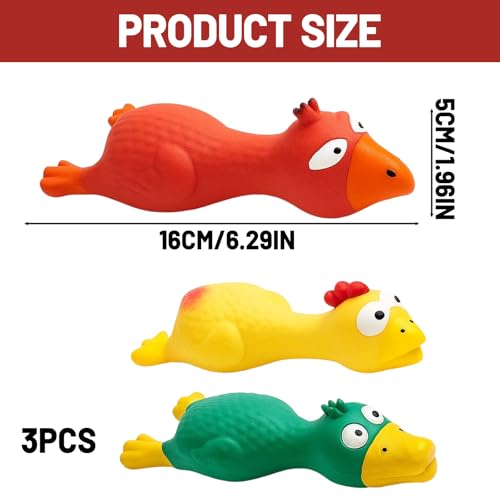 DvBCNMe 3 StüCk Gummihuhn Hundespielzeug, Das Spielzeug Quietscht FüR Den Hund, Hundespielzeug Unzerstörbar, Interaktives FüR Welpen Zum Zahnen,Kauspielzeug FüR Kleine Hunde