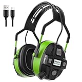 Huepar Hearing Protection Ear Muffs 29 dB SNR Noise Reduction Safety Bluetooth 5.0, FM Radio, MP3, Headphones Mode with LCD Display, 40H Playtime Ear Protector for Mowing, Snowblowing, DIY E03