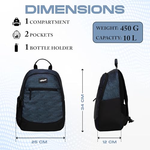 Image of F Gear Noxe 10L Daypack | Compact, Durable & Lightweight Small Backpack | 1 Compartment /1 Pocket | Water Resistant Bag | Stylish & Comfortable | Ideal for College, School, Travel & Daily Use