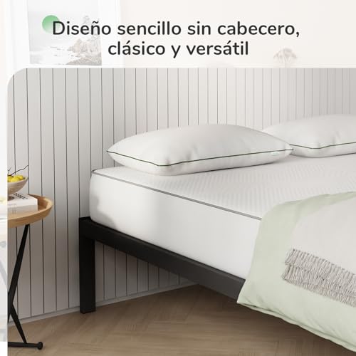 Miniatura 3 de Novilla Somier 180 x 200 con láminas de chopo, Altura 30 cm, Estructura de Cama 180x200 cm, con somier de láminas, Marco de Cama de Metal, para Adultos, niños y Adolescentes, fácil Montaje, Negro