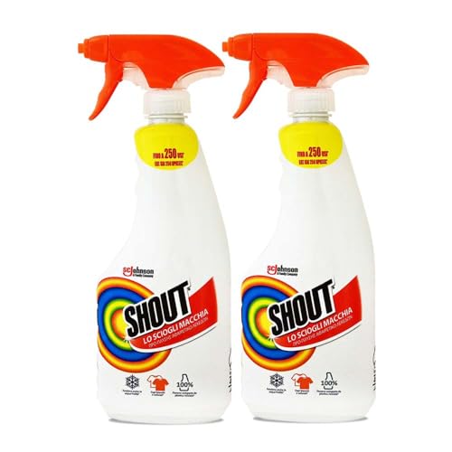 Shout Stain Remover Spray, 2 x 500ml - Triple Acting Laundry Stain Remover, Effective on Tough Fabric Stains
