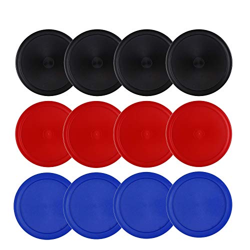 Kasteco 12 Pack 2.5 Inch Air Hockey Pucks for Small Size Table (Red Blue Black, 64x4 mm) - //coolthings.us