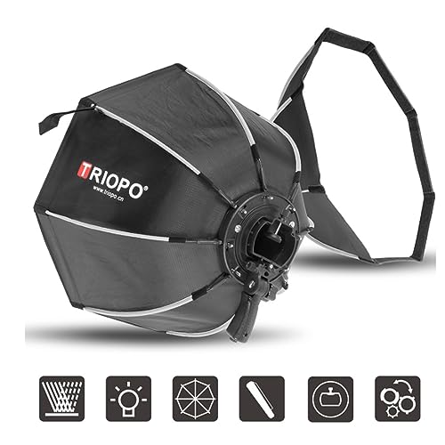 Triopo Softbox 21.6in/55cm Octagon Umbrella Photography Softbox for Godox V860II V860III V850II V850III TT600 TT685 TT685II YN560 III IV JY-680A, etc Flash Speedlite Speedlight Soft Boxes (KS2-55)