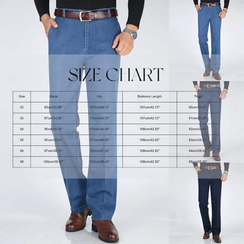 Jett Jeans for Older Men Mens Stretch Relaxed Fit Jeans High Waist Light Blue Casual Denim Pants3