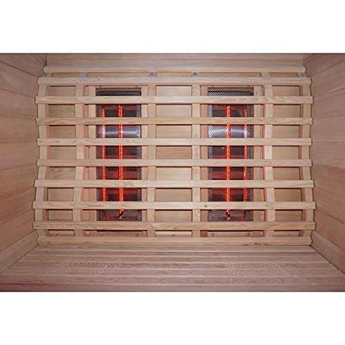Infrarotkabine-120-x-100-x-195-cm-fuer-2-Personen-aus-Hemlock-Holz-mit-5-Vollspektrumstrahler-Mit-ergonomischer-Rueckenlehne-Infrarotsauna-mit-Farblichttherapie