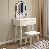 - Fabriquée à partir de bois d'hévéa, cette table de maquillage assure la longévité et une finition élégante tandis que la conception simple de la poignée encastrée ajoute une touche chic à votre dressing.