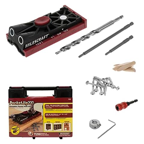Milescraft 1325 Pocket Jig 200 - Complete Double/Twin Pocket Hole Jig Kit System. Easy to use, Pocket Hole Drill Guide, Screw jig with All Accessories Cover