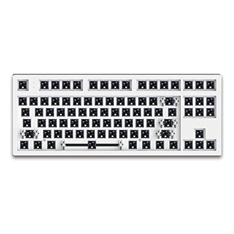 Beiyasi Mechanical Keyboard Kit RGB Wired 87 keys DIY Compatiable Support Hot Swap Type C USB Port DIY Black/White Mechanical Keyboard White Cover