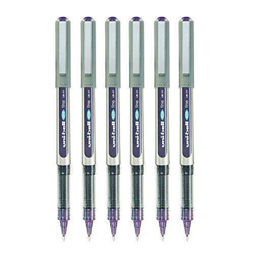 Image of uni-ball Eye UB157 0.7 mm Roller Ball Pens, Violet Ink, Pack of 6
