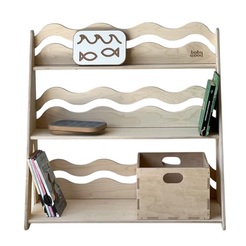 Babywood Wave M Kinderregal – Bücherregal aus Birken-Sperrholz & MDF, frontale Buchansicht, kindgerechte niedrige Höhe, Aufbewahrung für Bücher & Spielzeug, 77×35×75 cm, Natur/Weiß (weiß) Babywood Wave M Kinderregal – Bücherregal aus Birken-Sperrholz & MDF, frontale Buchansicht, kindgerechte niedrige Höhe, Aufbewahrung für Bücher & Spielzeug, 77×35×75 cm, Natur/Weiß (weiß)