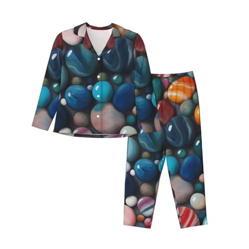 Pyjama marbre coloré pour femmes : ensemble de nuit 2 pièces confortable
