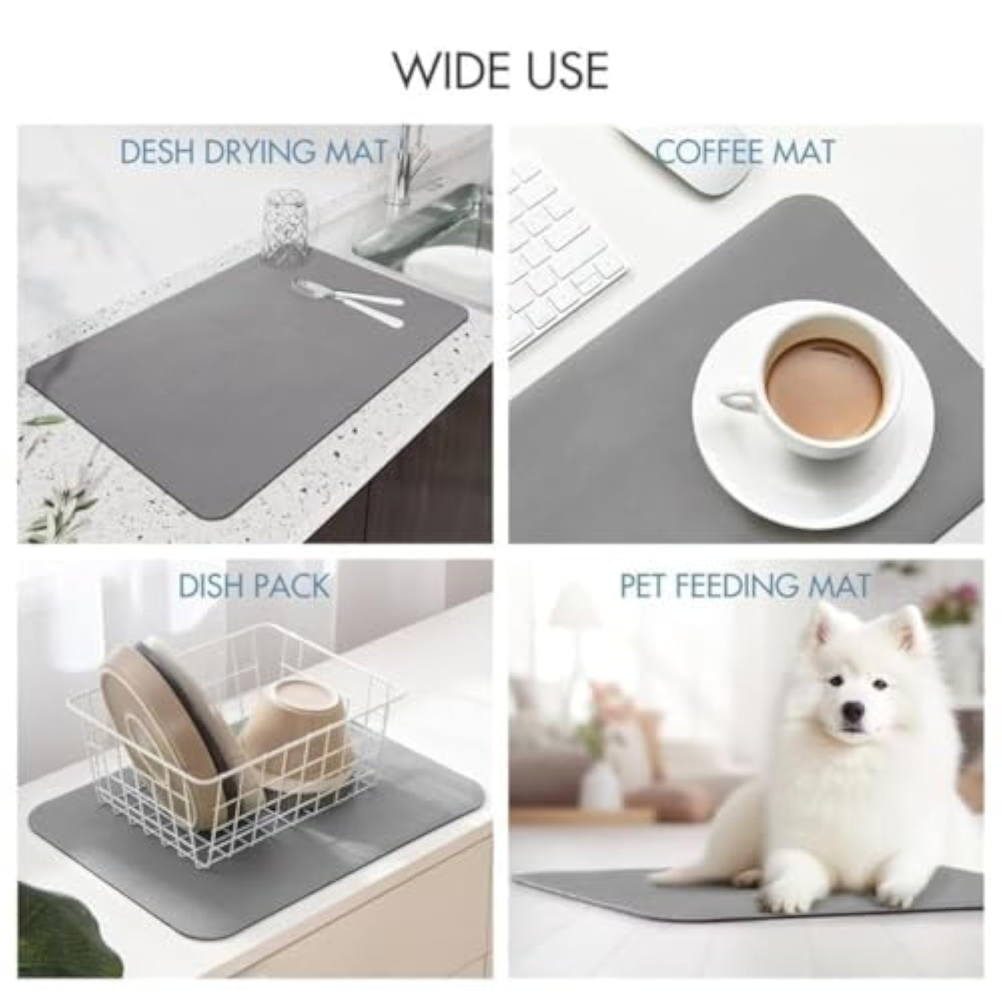 Silicone Dish Drying Mat with Built-in Drain Lip