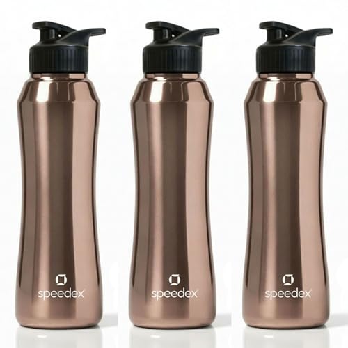 Image of Speedex Stainless Steel Water Bottle 1 Ltr, Leak Proof Sipper Cap, BIS Approved 1000 ml Metal Bottle For Daily, Office, School, Gym, Travel Use for Men, Women, Kids, Adults, Copper Gold, Set of 3