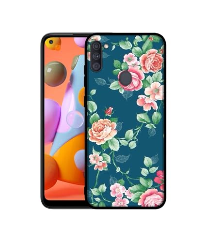 Image of Vintage Floral Design Premium 2D Printed Metal Back Case Cover for Samsung Galaxy A11 4G / M11 4G