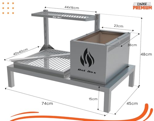 HOTBOX, Parrilla de Alvenaria 74X45 Com Grelha Uruguaia