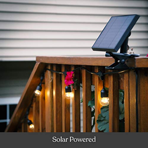 Brightech Ambience Pro - Waterproof Solar LED Outdoor String Lights – 1W Retro Edison Globe Bulbs - 27 Ft Bistro Lights Create Cafe Ambience in Your Yard, Pergola - Soft White