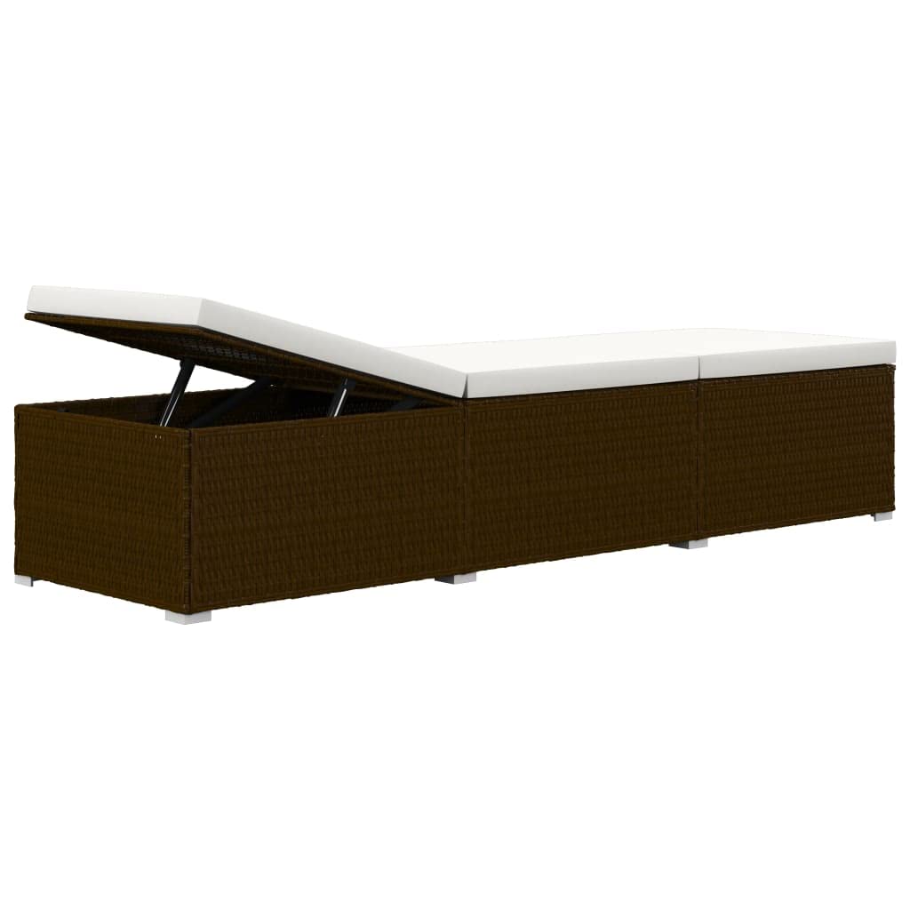 Générique Set di sedie a sdraio e tavolo da tè 3 pezzi, in resina intrecciata regolabile, con cuscino imbottito, telaio in acciaio robusto per giardino