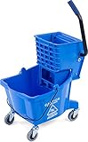 Carlisle 3690814 Mop Bucket with Side Press Wringer, 26 Quart / 6.5 Gallon, Blue