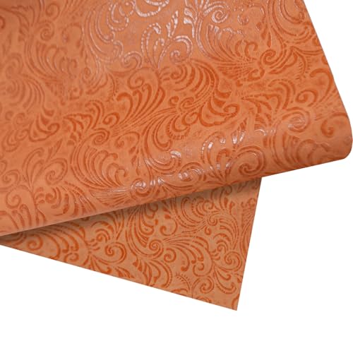 Tissu en similicuir gaufré caramel 137x457 cm pour sellerie et DIY