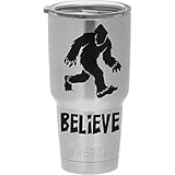 Bigfoot Believe (Black) Genuine ViaVinyl brand two part die cut vinyl decal for Yet and Rtic tumbler...