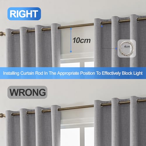 Cortinas acústicas antiruido de lino gris para ventanas de habitación moderna 7
