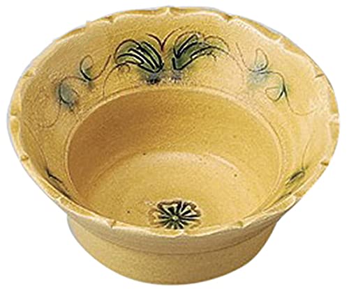 Amazon.co.jp: 10個セット 中鉢 黄瀬戸輪花向付 [14 x 7cm] 土物 料亭