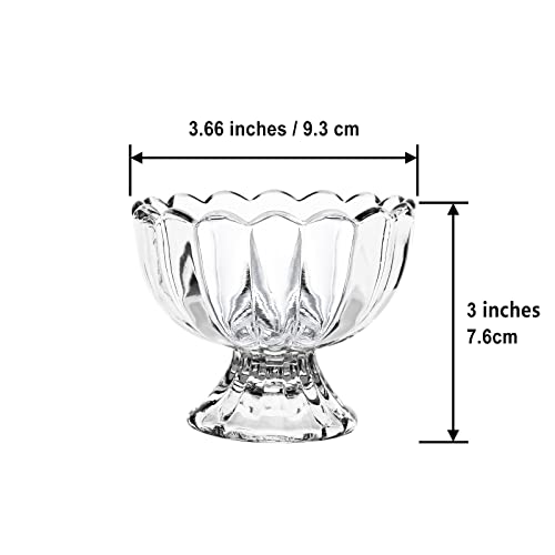 Beautyflier Glass Dessert Bowls Set, 5.6Oz Glass Ice Cream Cups Small Trifle Cute Footed Sundae Glasses Dessert Bowl For Dessert, Sundae, Ice Cream, Fruit, Salad, Snack, Cocktail, Condiment, 2Pack #TOP3