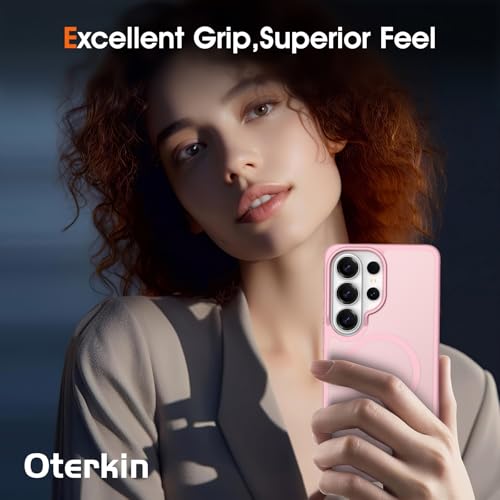 Image of Oterkin Magnetic Samsung Galaxy S26 Ultra Case, Light Pink | Matte, Compatible with MagSafe, Frosted Translucent, Shockproof Anti-Scratch Slim Fit, Military Grade Protection