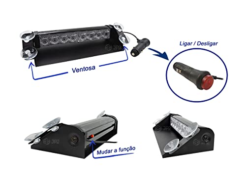 Giroflex Parabrisa Azul e Vermelho Emergencial Segurança Policial Carro Automotivo