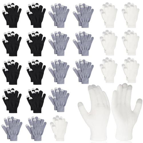 Image of Pistha 24 Pairs Winter Gloves Touch Magic Screen Gloves Stretchy Knit Cotton Gloves Bulk For Men Women Homeless Cold Weather