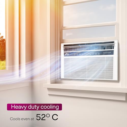 Image of Godrej 1.5 Ton 5 Star 5-In-1 Convertible Cooling, Heavy Duty Cooling At 52C, I-Sense Technology, Self Clean, Smart Diagnosis, Inverter Window AC (Copper, Model, AC 1.5T WIC 18XTC5 WYA, White)