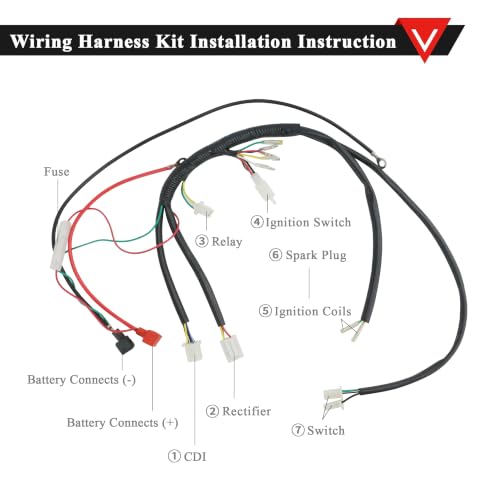 Image of PRO BAT Full Wiring Harness Coil CDI Spark Plug Kits | for 50cc 70cc 90cc 110cc 125cc 140cc 150cc Chinese 4-Stroke ATV Quad Pit Dirt Bike Buggy Go Kart