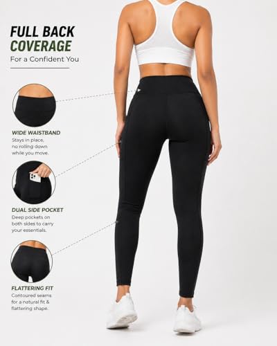 Image of Women's High-Waist Yoga Legging with Dual Side Pockets, Flattering Contoured Fit, Black