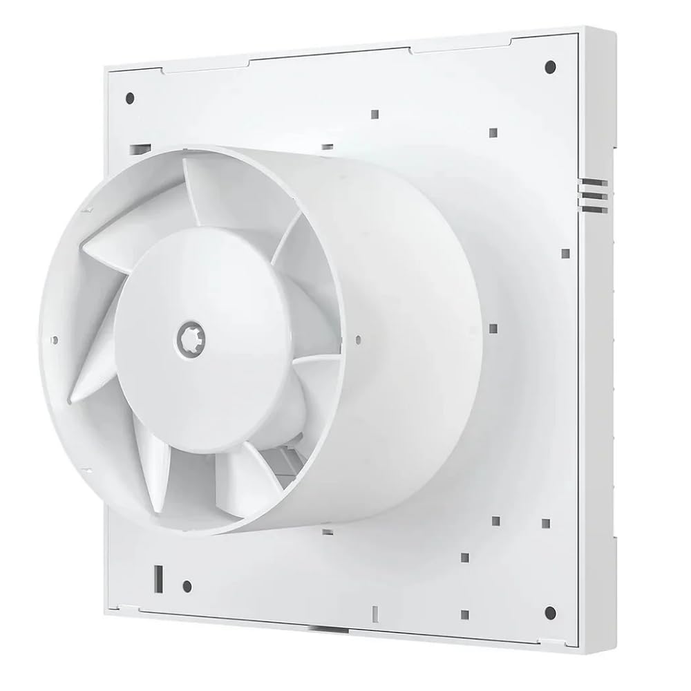 Vlano FLAP 100/125 TH Badlüfter mit Feuchteregelung, Nachlauf, Automatische Jalousien, 85/130 m³/h, Abluftlüfter, Wandventilator, Hygro, Timer, 100mm, 125mm, Weiß (100 mm)